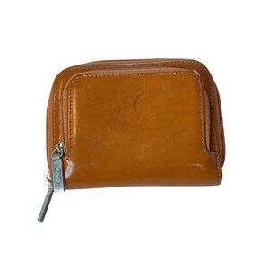 Vintage HOBO International Leather Double Zip Wallet Minimalist Clutch